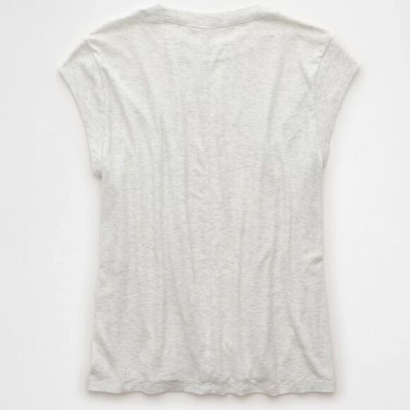 AE XL Light Heather Gray Ribbed Soft Crewneck Cap Short Sleeve Sexy Muscle Tee - Picture 4 of 12